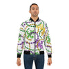 WHITE MARDI GRAS TIME BOMBER JACKET