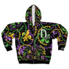 BLACK MARDI GRAS TIME ZIP HOODIE