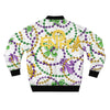 WHITE MARDI GRAS TIME BOMBER JACKET