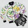 WHITE MARDI GRAS TIME BOMBER JACKET