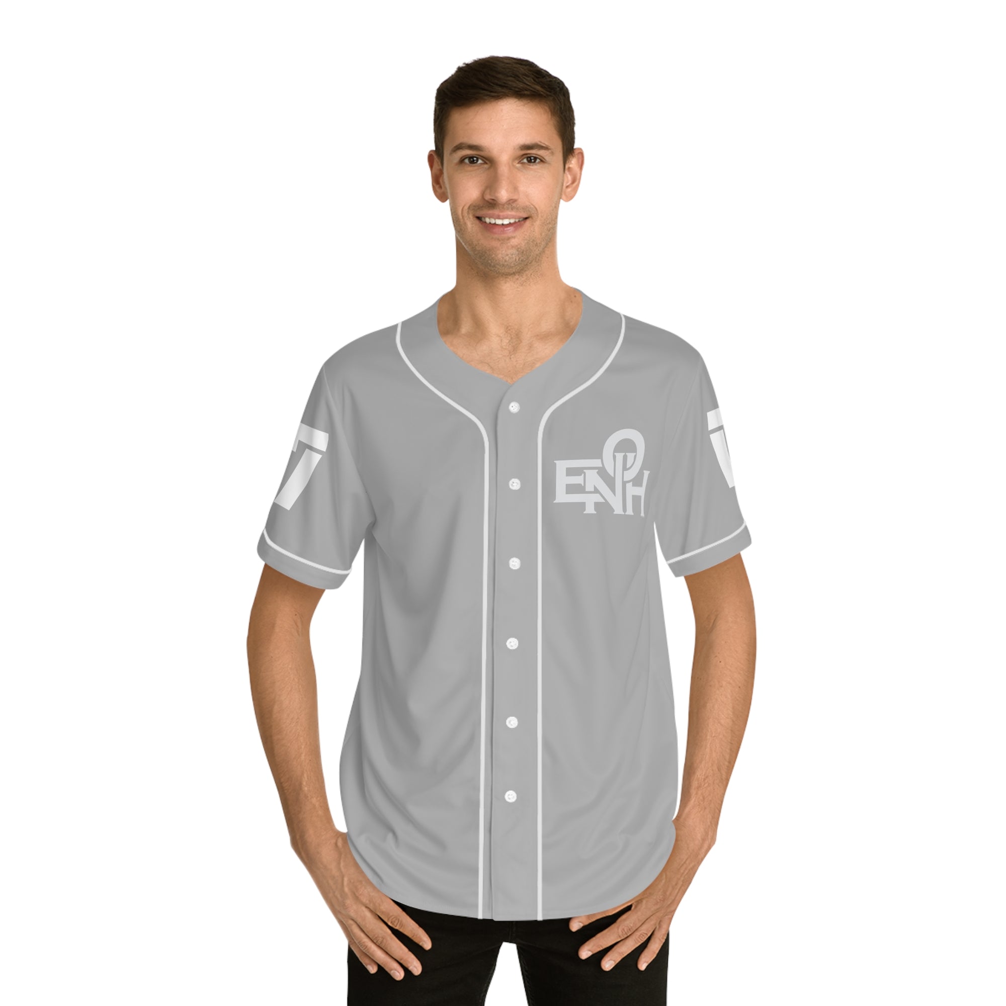 LIGHT GREY/BLACK ENOH BASEBALL JERSEY