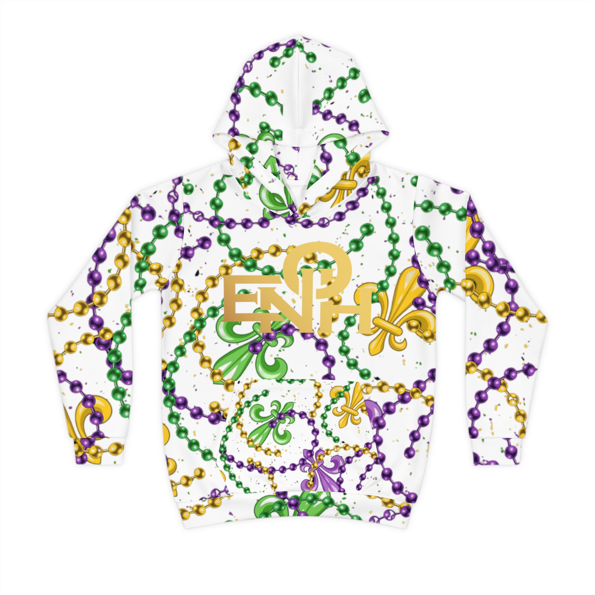 WHITE MARDI GRAS TIME CHILDREN'S HOODIE