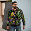 BLACK MARDI GRAS TIME ZIP HOODIE