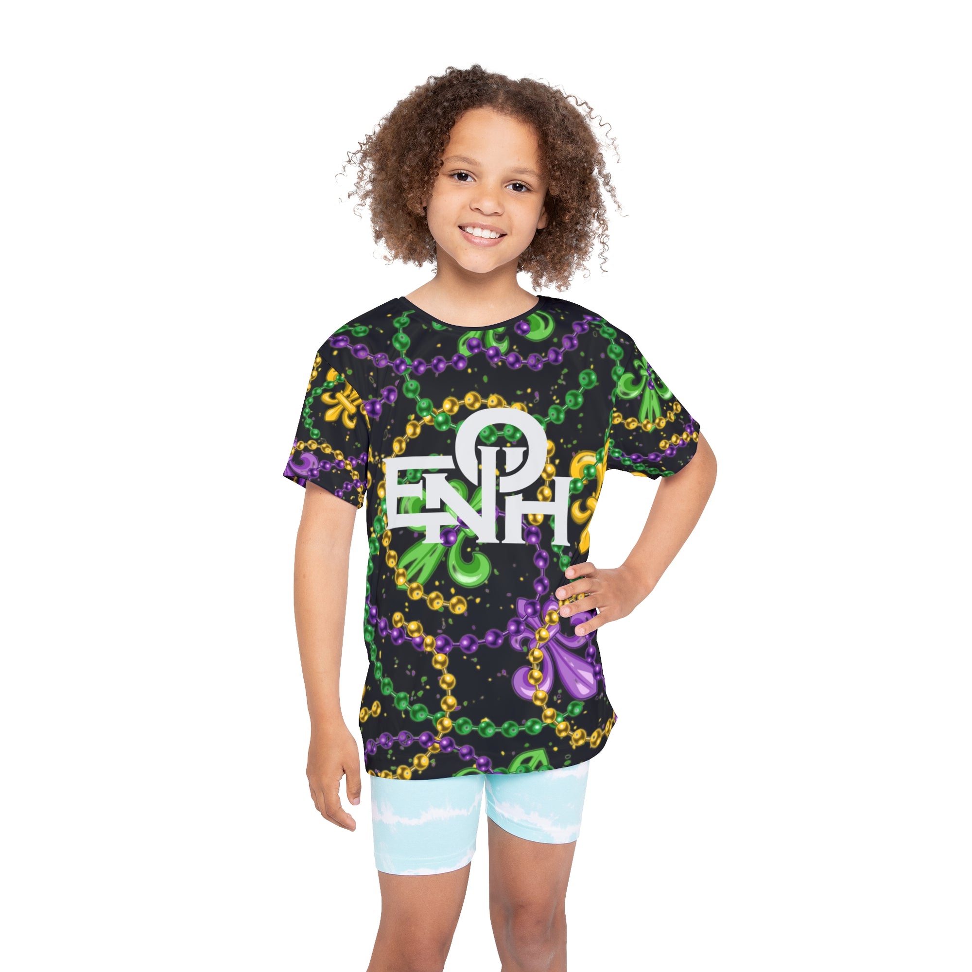 It's Mardi Gras Time Kids Sports Jersey Black