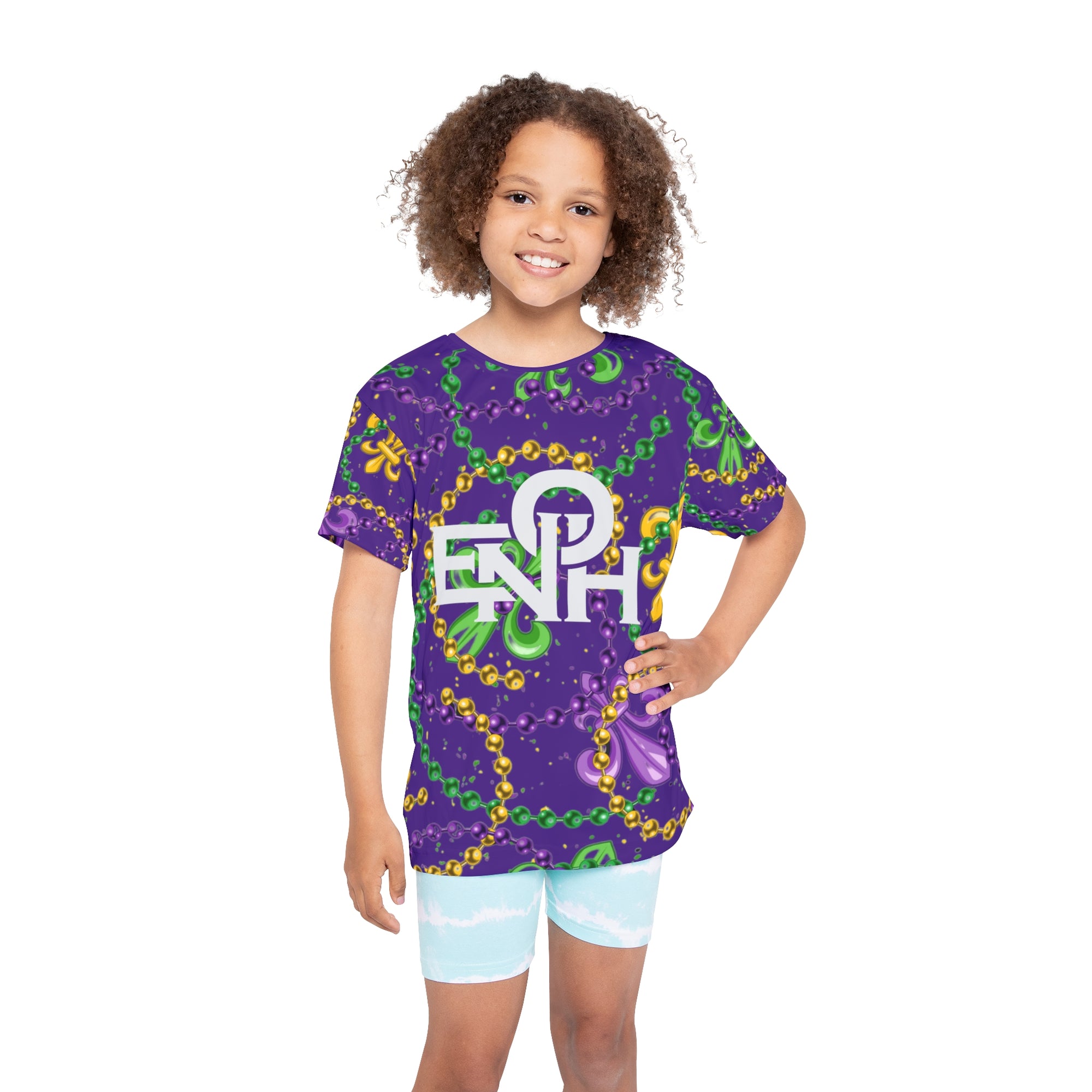 It's Mardi Gras Time Kids Sports Jersey Purple