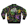 BLACK MARDI GRAS TIME BOMBER JACKET