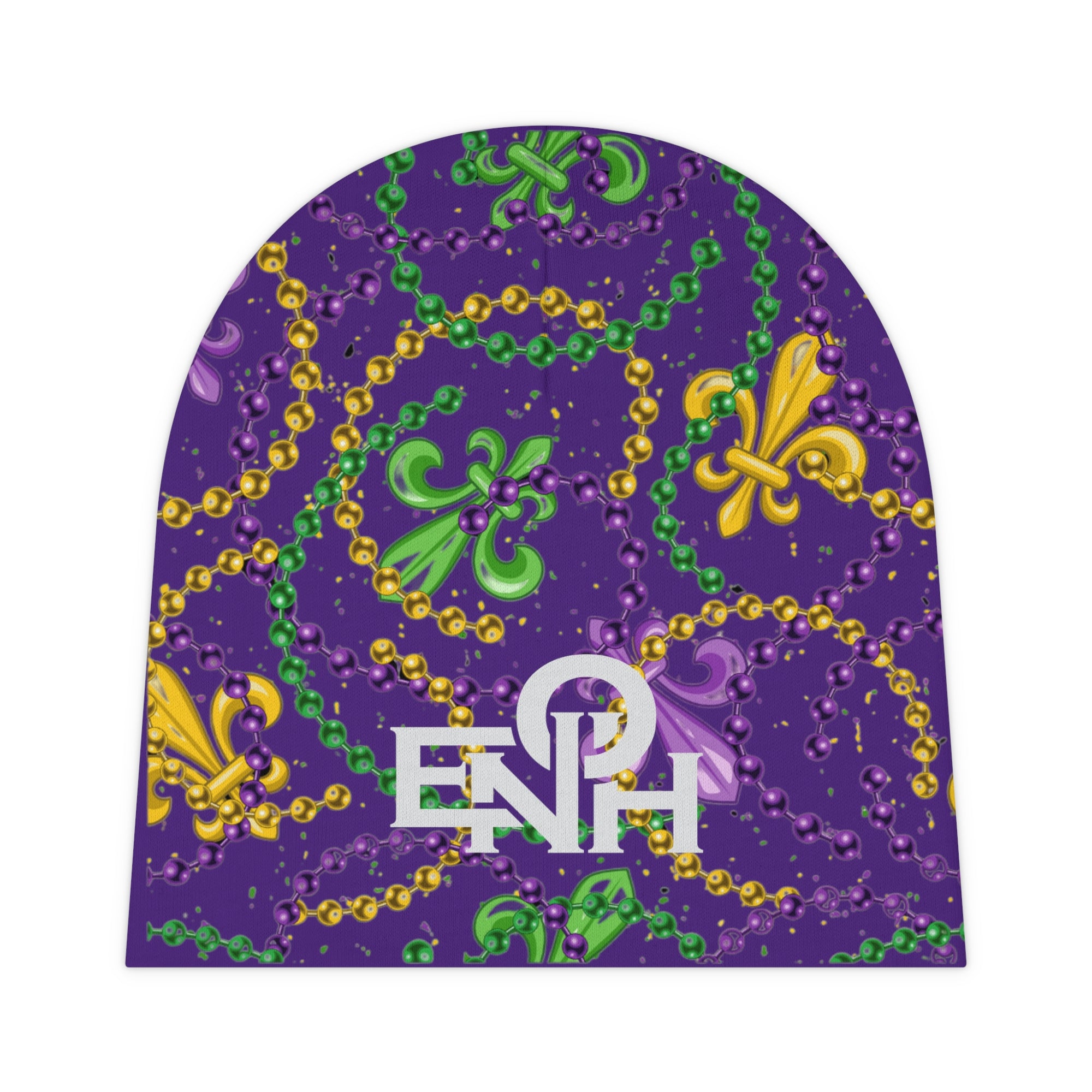 It's Mardi Gras Time Baby Beanie Purple