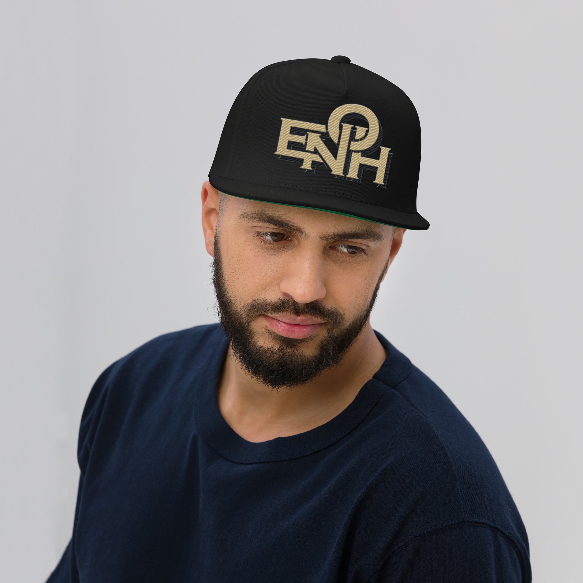 ENOH BLACK & GOLD FLAT BILL CAP